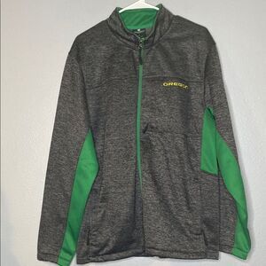 U of O Ducks University of Oregon Gray Green Full Zip Jacket Colosseum Large
